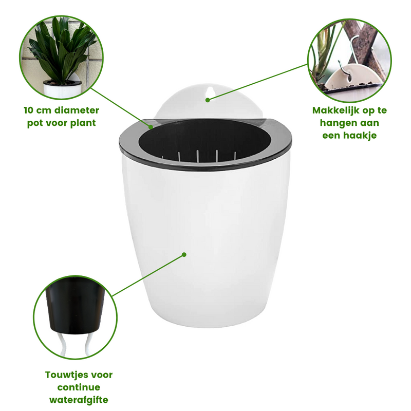 Vertical garden plant pot - White - Medium - 10cm pot - 3 pcs.